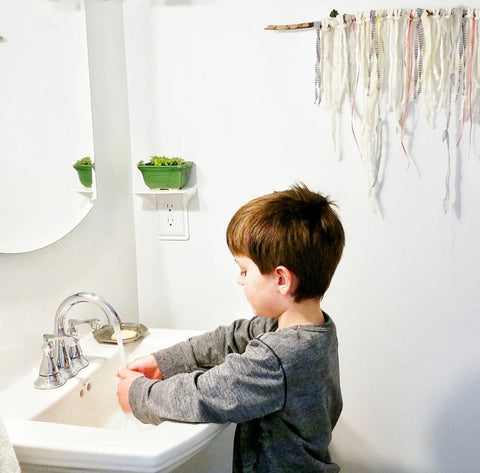a child washing the hands