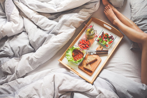 food in a bed