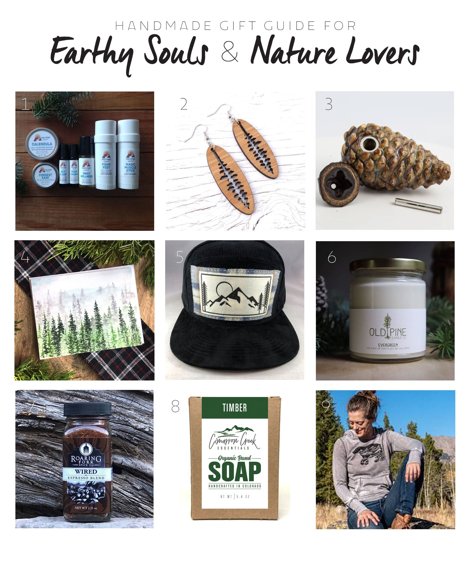 handmade gift guide for nature lovers and earthy souls