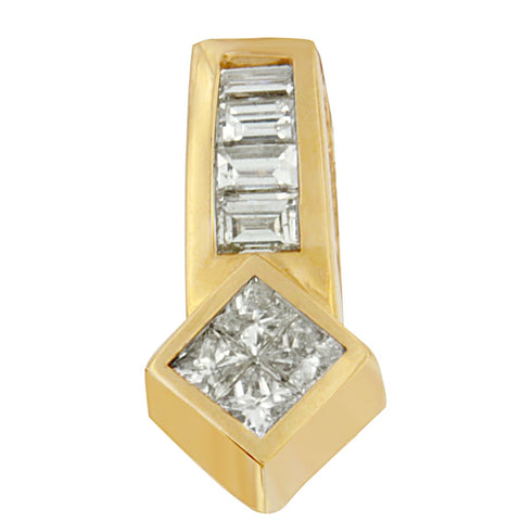 14k Yellow Gold Princess and Baguette-cut Diamond Necklace