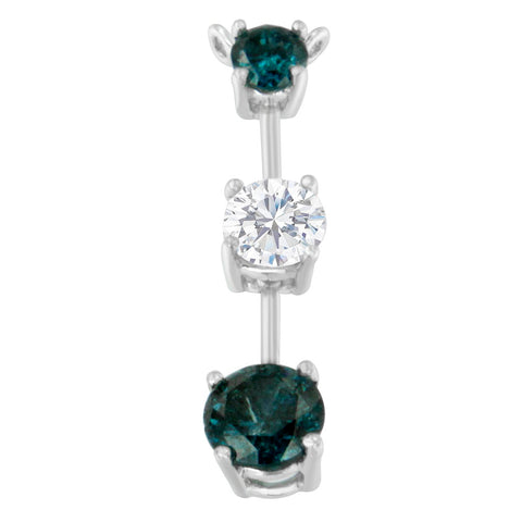 14K White Gold 1 1/2ct. TDW White and Treated Blue Diamond Pendant Necklace (H-I,I1-I2)