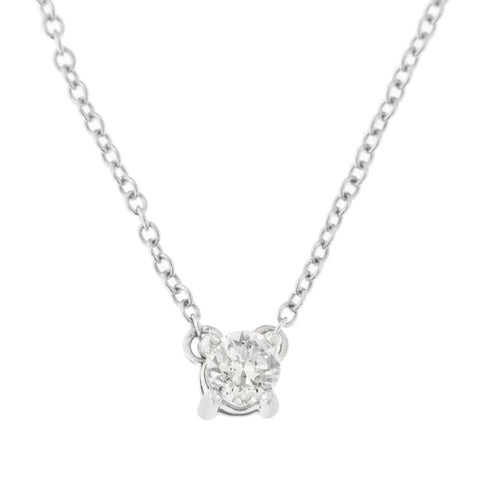 10k White Gold .20ct TDW Solitaire Round-Cut Diamond Certified Pendant Necklace (H-I, SI2-SI3)