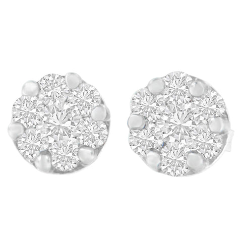 14K White Gold 1ct. TDW Round-Cut Diamond Earrings (H-I,SI2-I1)