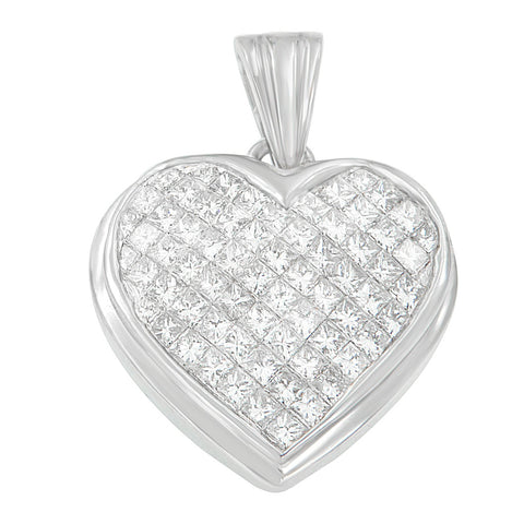14K White Gold 2ct. TDW Princess-cut Diamond Pendant Necklace (G-H,VS1-VS2)