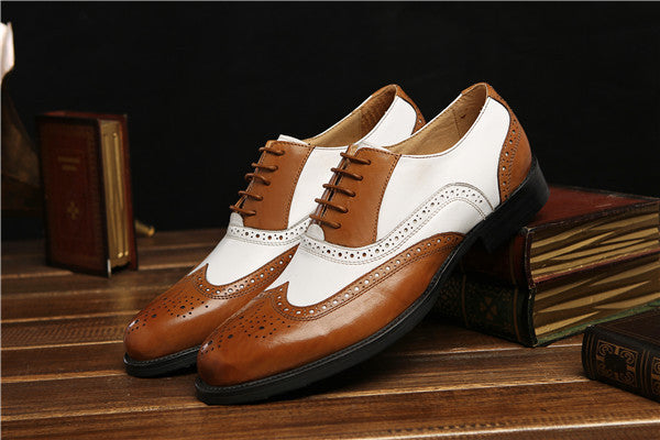 brown white mens wedding shoes genuine 