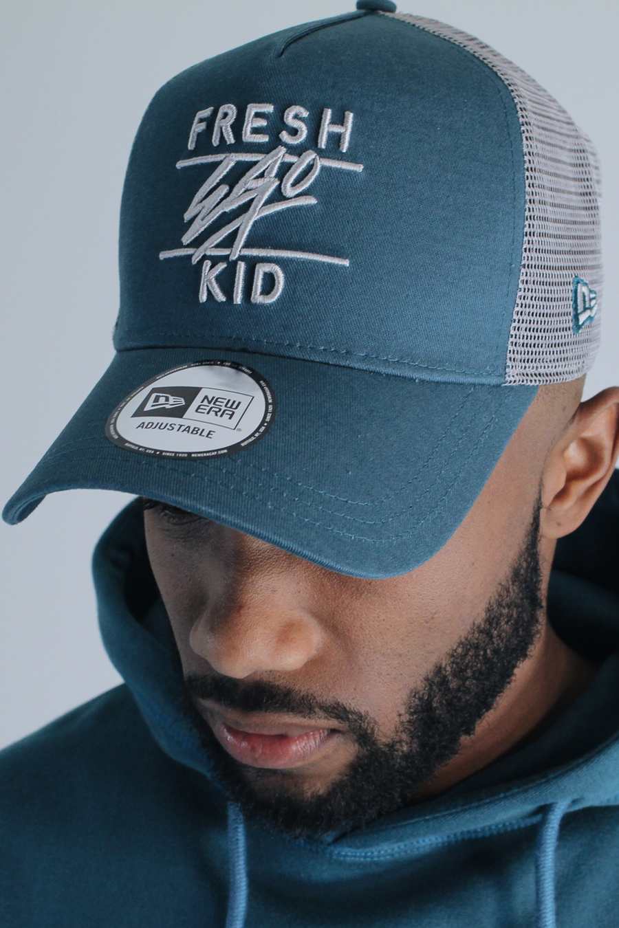 Fresh Ego Kid New Era Mesh Trucker Cap - Teal/Grey - 1
