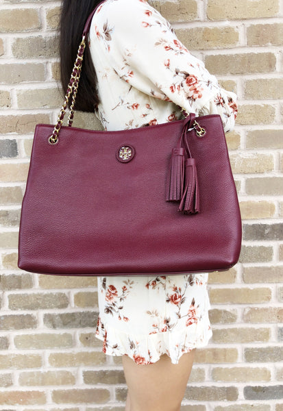 tory burch maroon bag