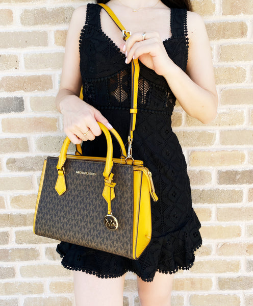 michael kors yellow and brown bag