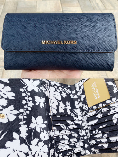 michael kors blue floral wallet