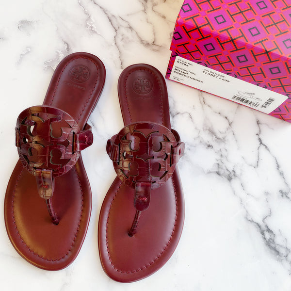 tory burch burgundy sandals