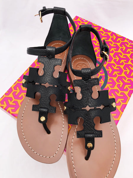 tory burch black flat sandals