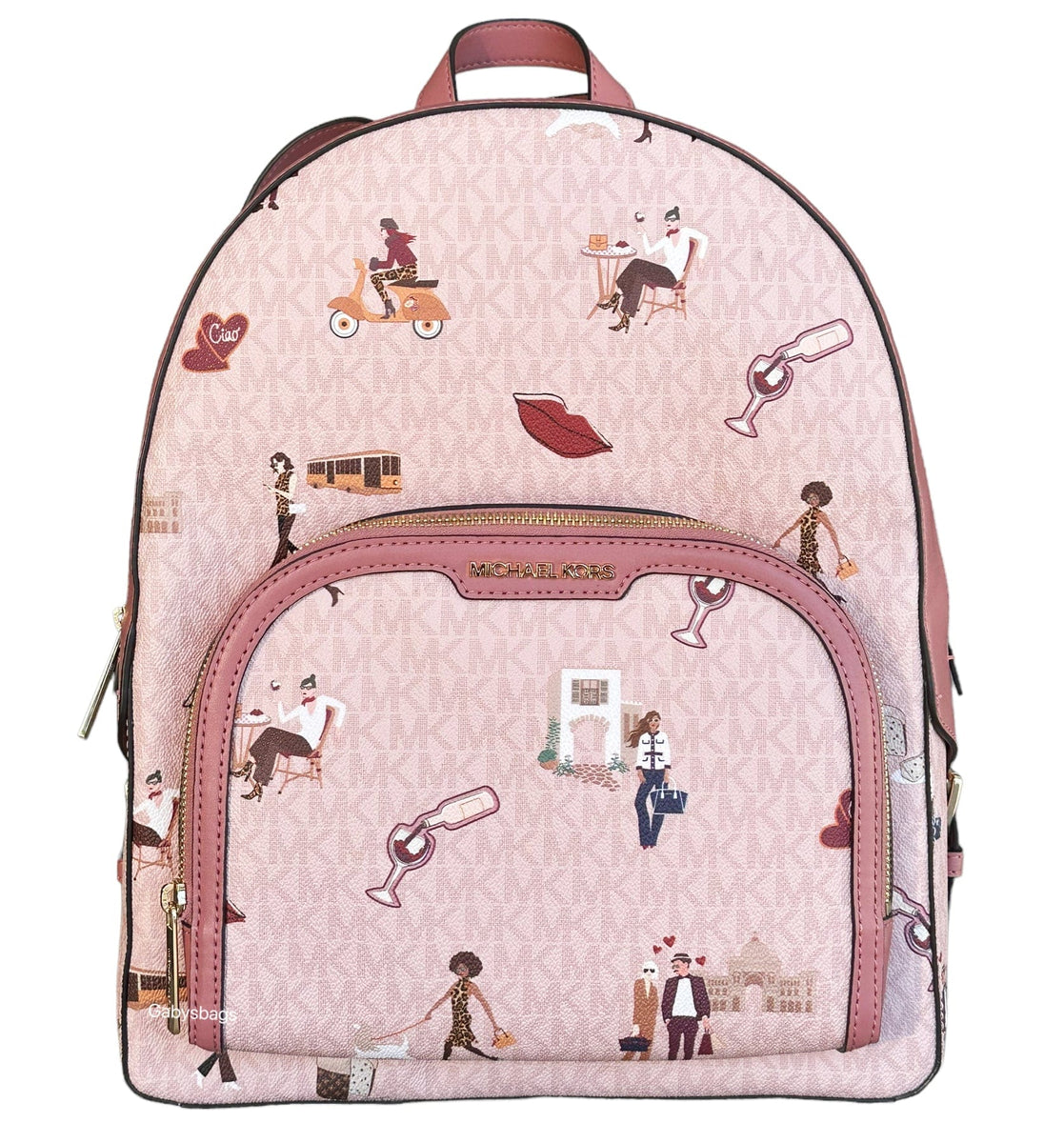 Michael Kors Jet Set Girls Jaycee Large Backpack Dark Powder Blush Pink MK