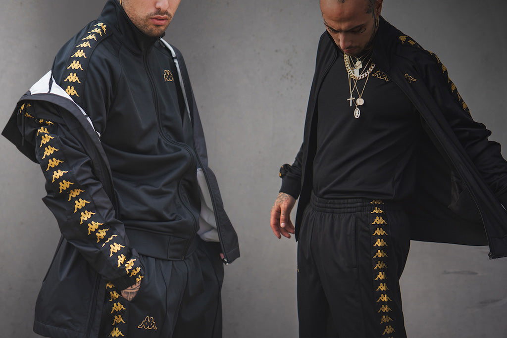 kappa jacket black and gold