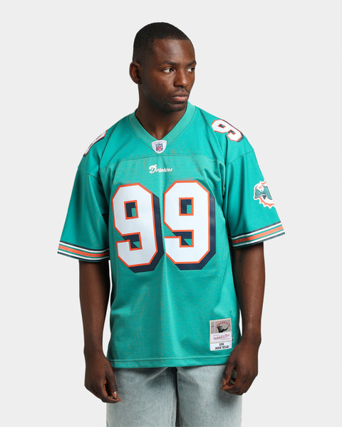 Jason Taylor Miami Dolphins Autographed Mitchell & Ness Teal Replica Jersey  with HOF 17 Inscription