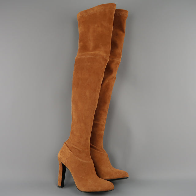 thigh high boots tan suede