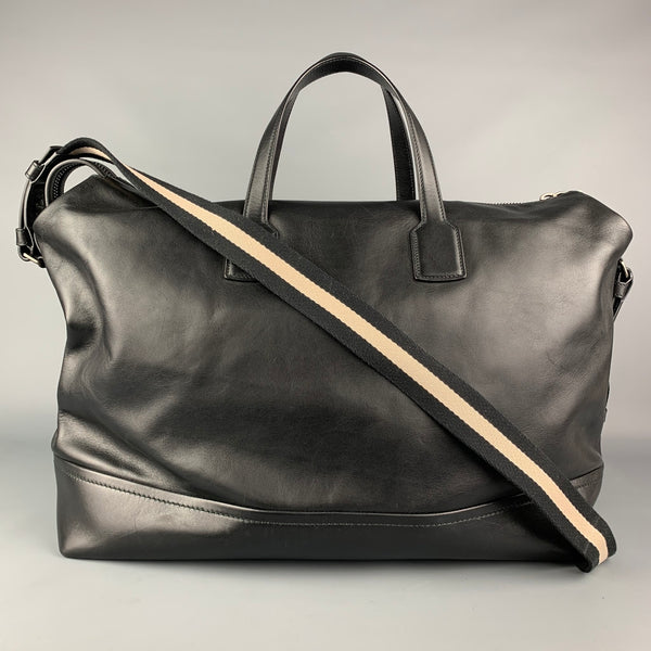 BALLY Black Leather Rectangle Duffle Bag