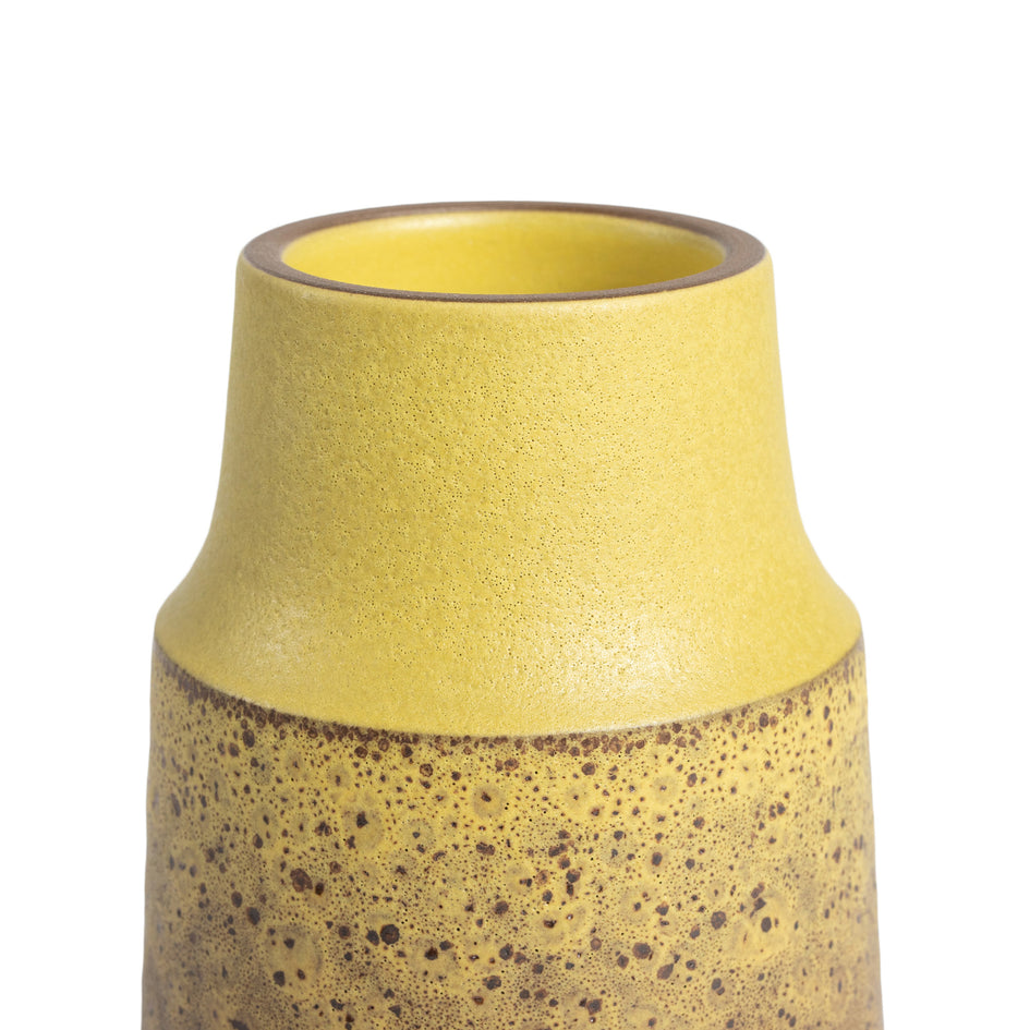 Neck Vase in Ochre and Matte Brown Image 3