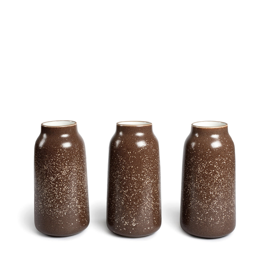 Tall Vase in Matte Brown and Opaque White Zoom Image 2
