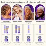 bust your brass purple blonde mane-tenance wash + style set | amika