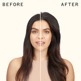 before and after using thicc volumizing base | amika