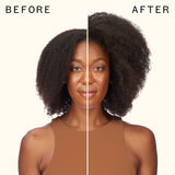 before and after using thicc volumizing base | amika