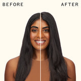 before and after using thicc volumizing base | amika
