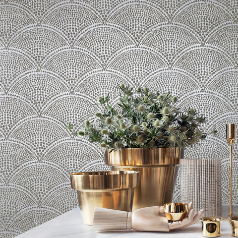 art deco wallpaper mica vermiculite wallcoverings natural glitter textured gray silver gold