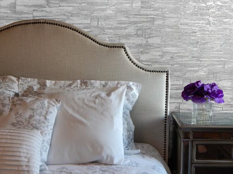 Silver Brick Metallic Wallpaper