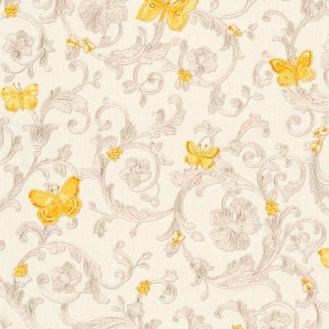 34325-3 Butterfly Barocco Beige Yellow Off-white Wallpaper –  wallcoveringsmart