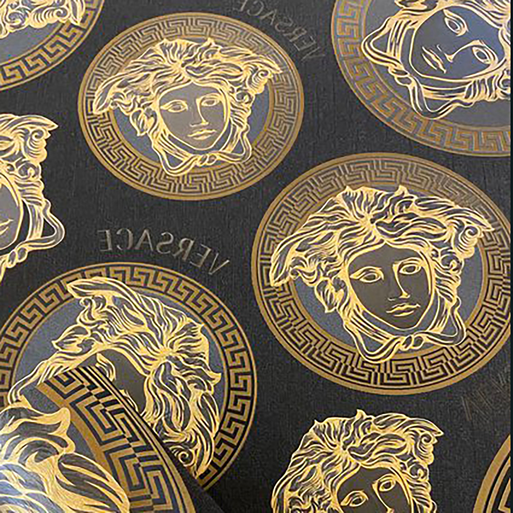 386115 Versace OffWhite Gold Brass Medusa Wallpaper  wallcoveringsmart