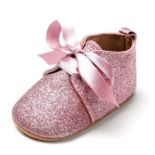 pink glitter baby shoes