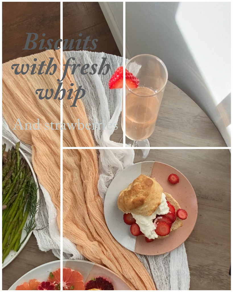 Mothers day brunch picnic recipe stay home boho biscuits fresh whip strawberries 