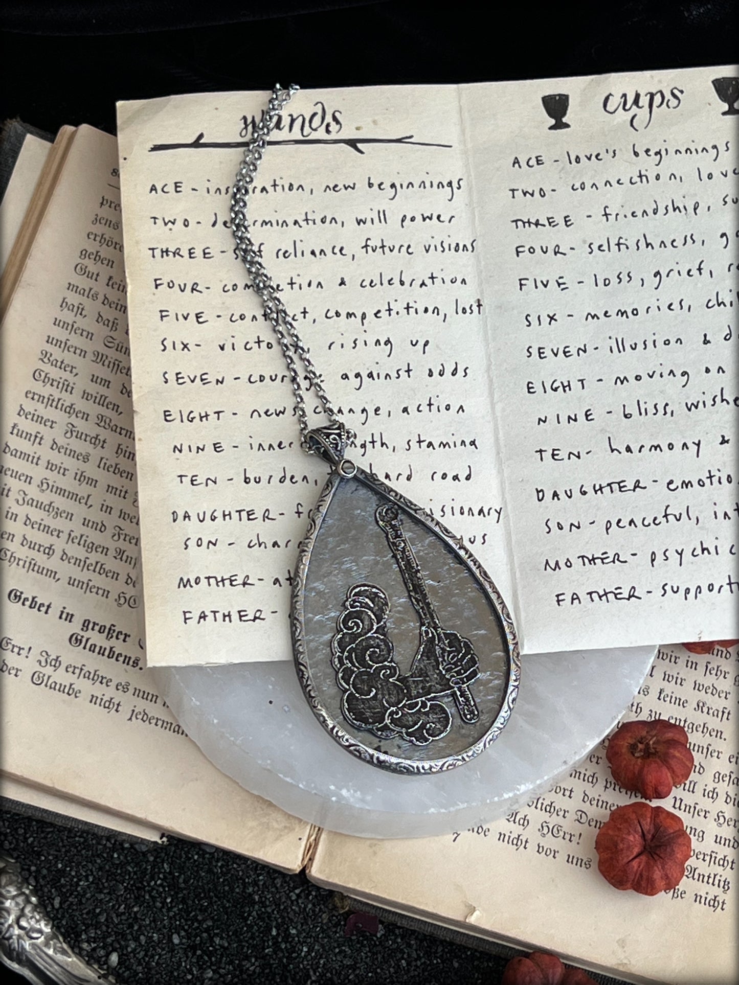 Ace of wands ~Sterling silver tarot ace of wands with star sapphire statement pendant necklace~