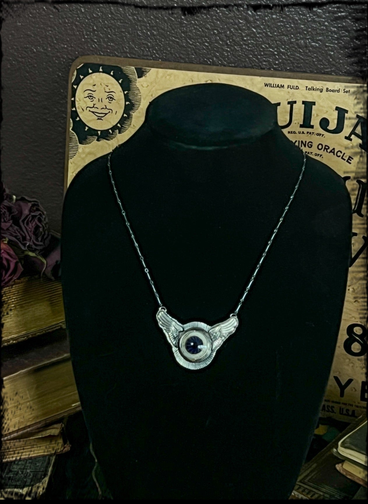 Flying eye~ artisan glass eye sterling silver necklace~