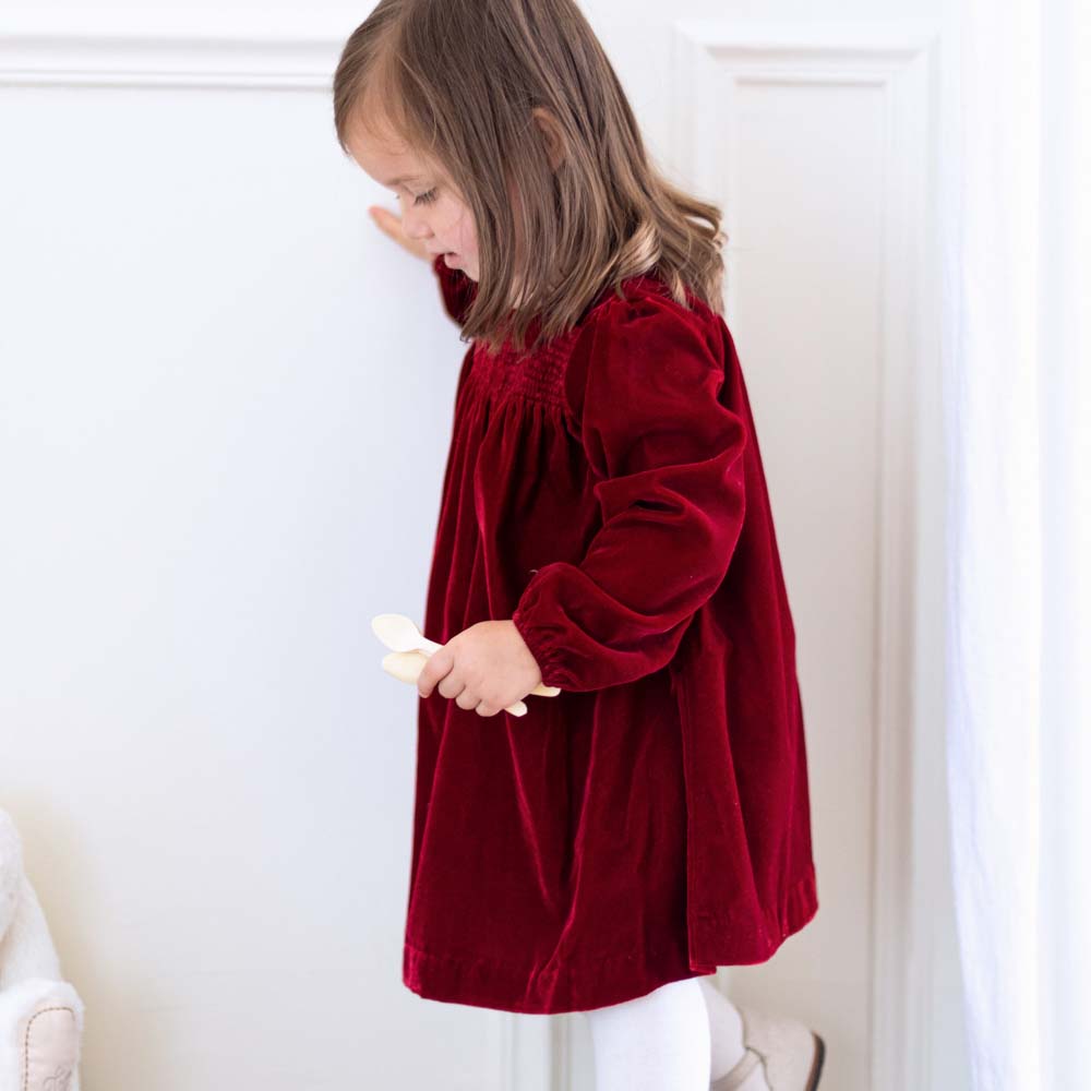 red velour baby dress