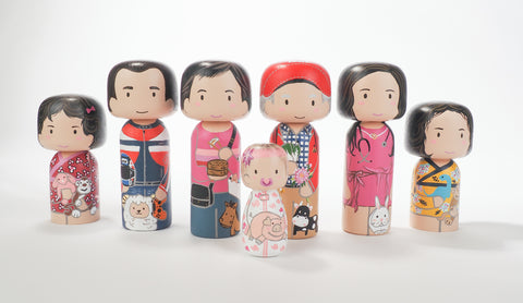 Family portrait Kokeshi doll