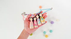 Personalized necklace - hand-painted peg doll