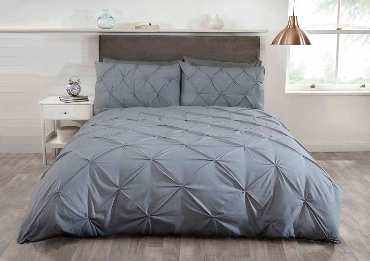 Charcoal Pintuck Duvet Cover Set Britains Bedding