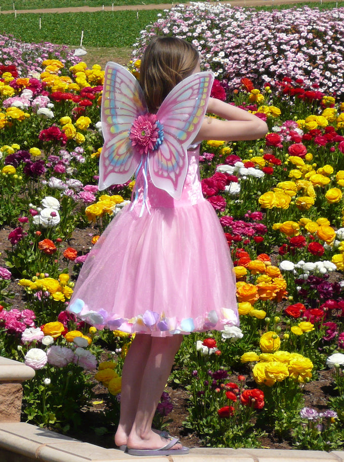 Girls Fairy Costume Skirt Wings Pink Dress Up Imaginative Play