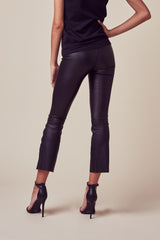 Black Crop Flare Leather Legging
