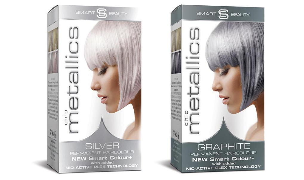 Metallic silver hair dye