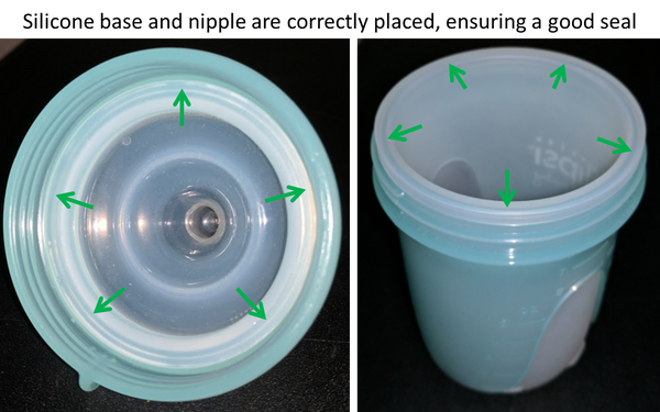 flipsi baby bottle leak correct silicone insertion into cap