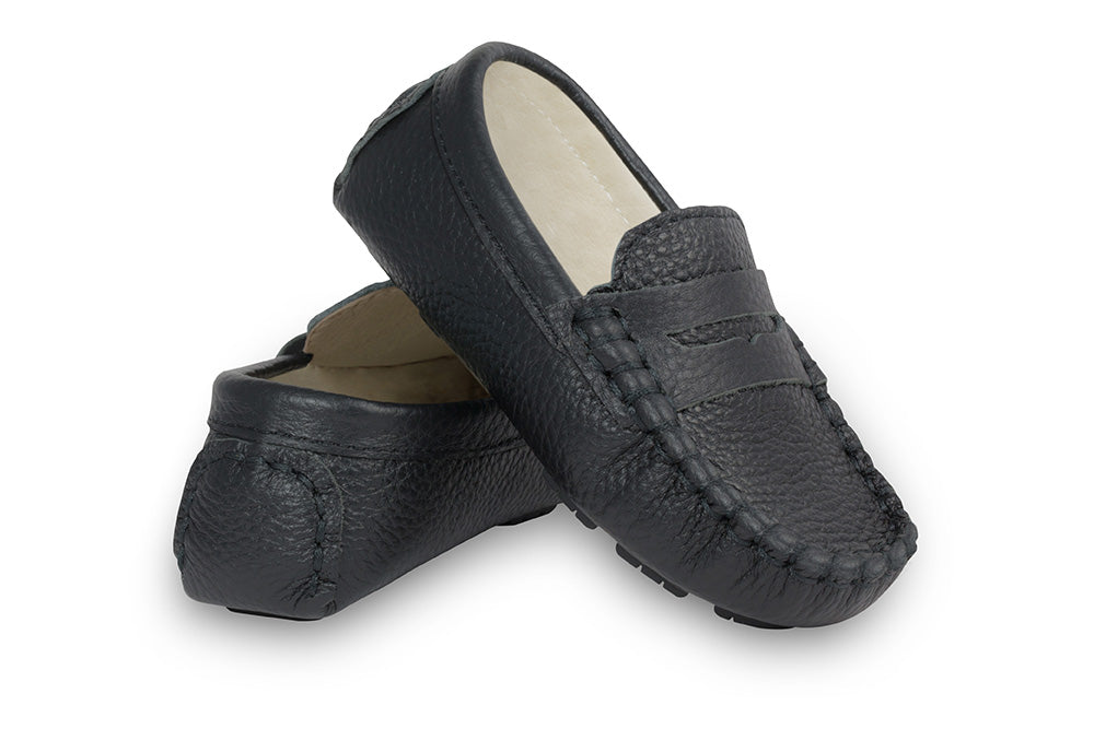 Boys black leather loafers - Style Verona