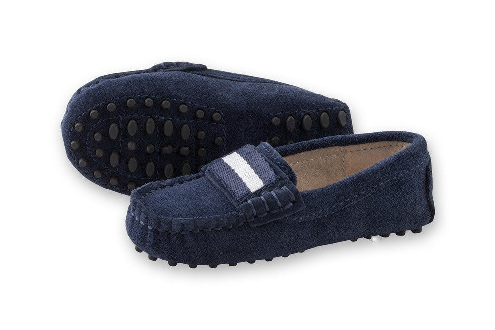 Boys navy suede loafers