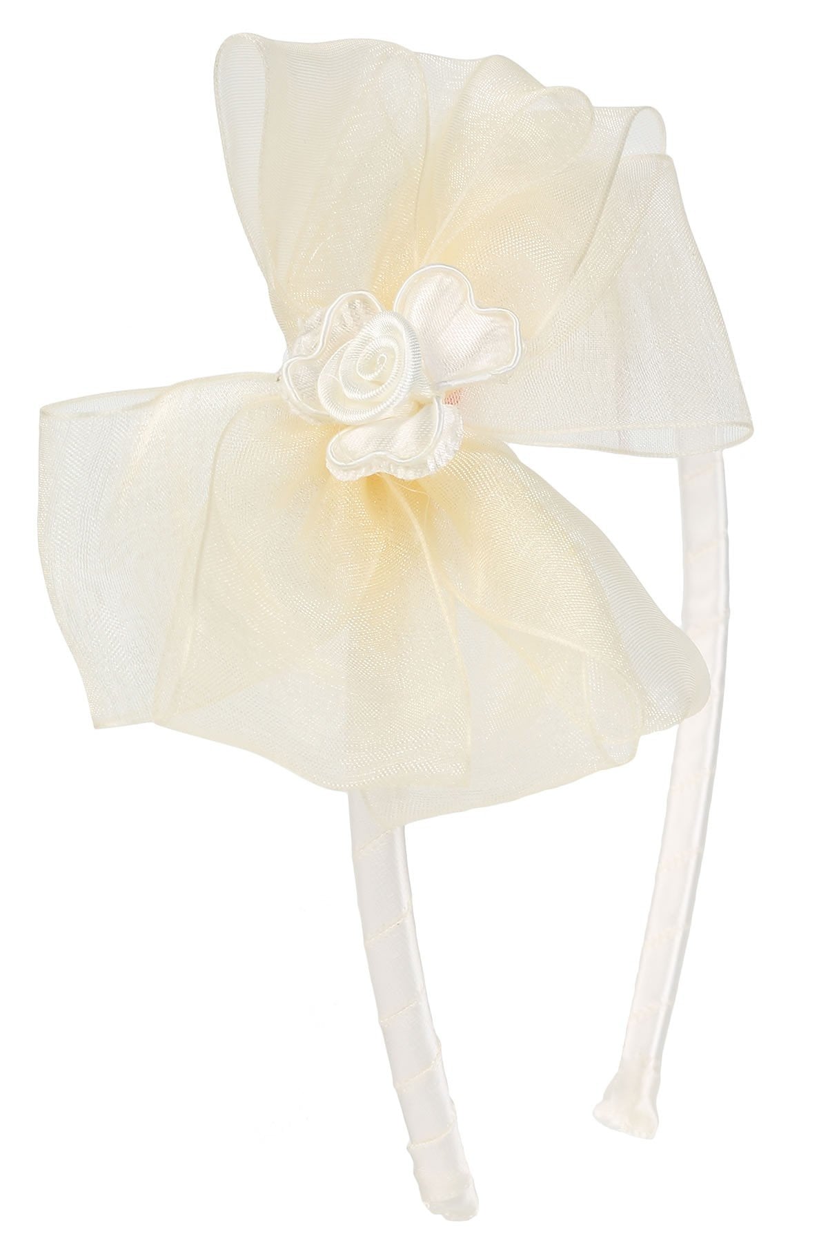 Accessories - Organza Bow Headband W/ Satin Flower