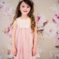 Dress - Chiffon Dress W Flower Ruffle Neckline