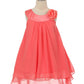 Dress - Chiffon Dress With Satin Neckline