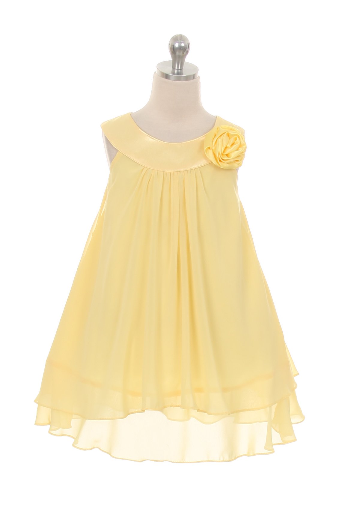 Dress - Chiffon Dress With Satin Neckline