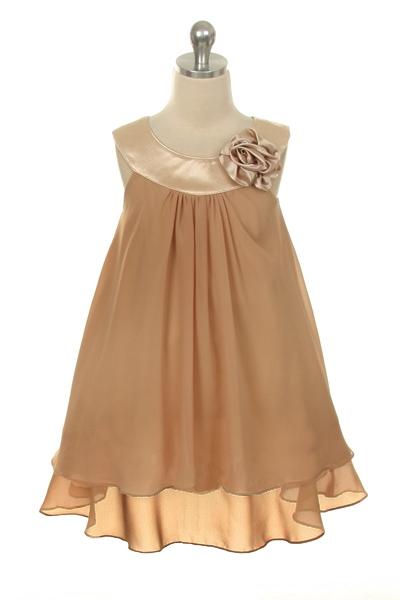 Dress - Chiffon Dress With Satin Neckline