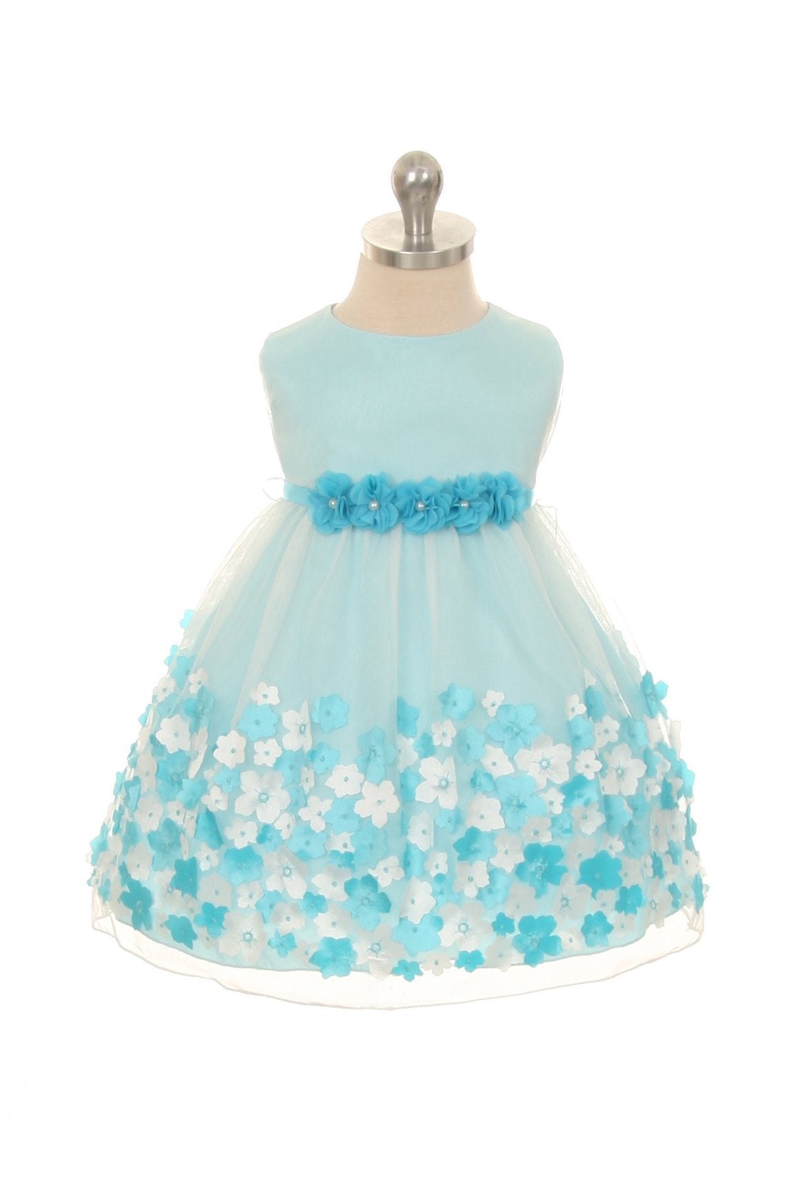 Dress - Mesh Dress W/ 3D Taffeta Flowers Baby Dress